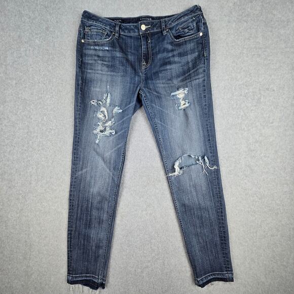 Vigoss Womens 32x29 The Chelsea Skinny Distressed Stretch Jeans Raw Hem - Picture 2 of 16